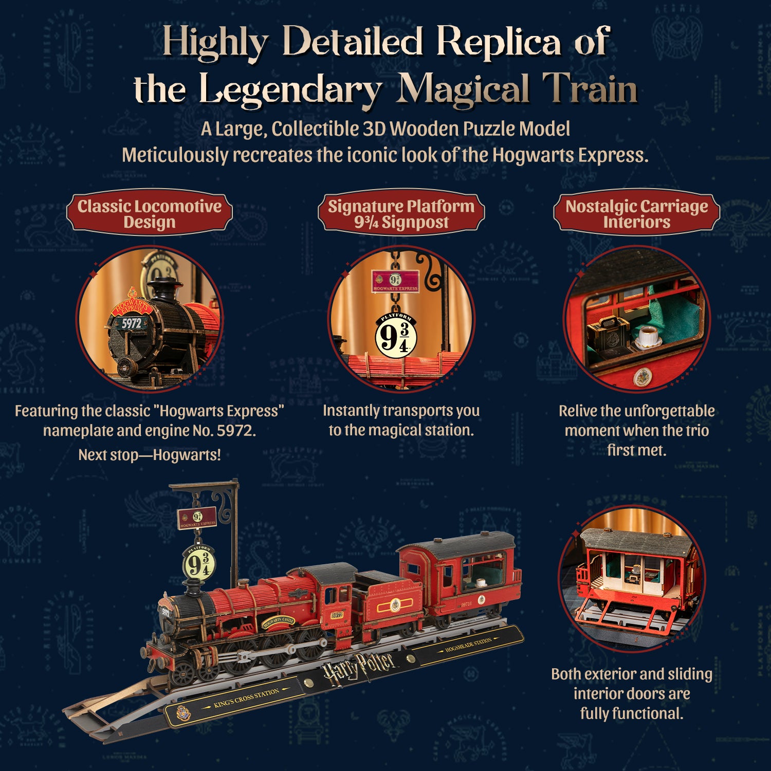 3D Wooden Mechanical Puzzle Kit, Hogwarts Express (1612)