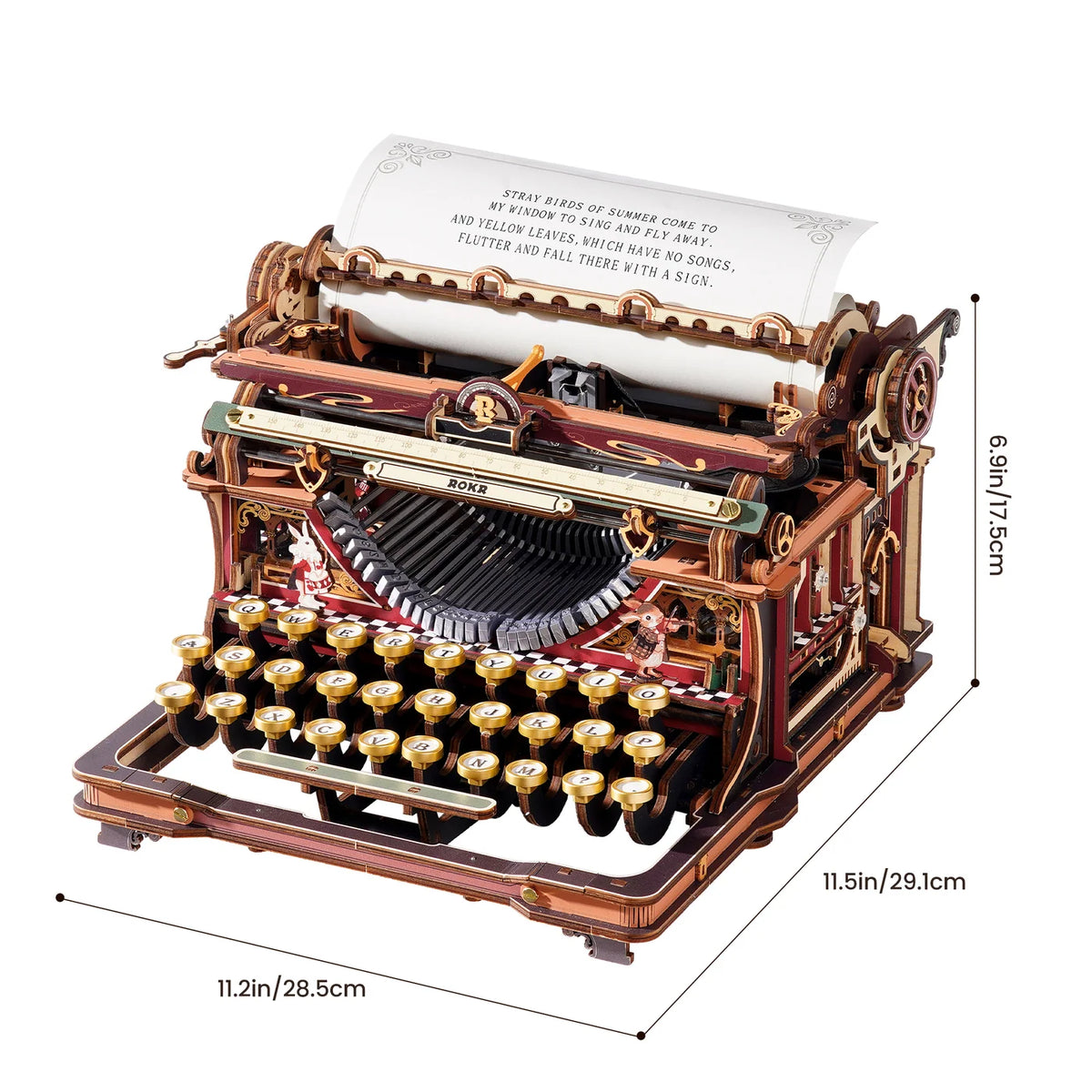 ROKR Magic typewriter dimensions: 29.1 × 28.5 × 17.5 cm — LK703Ce