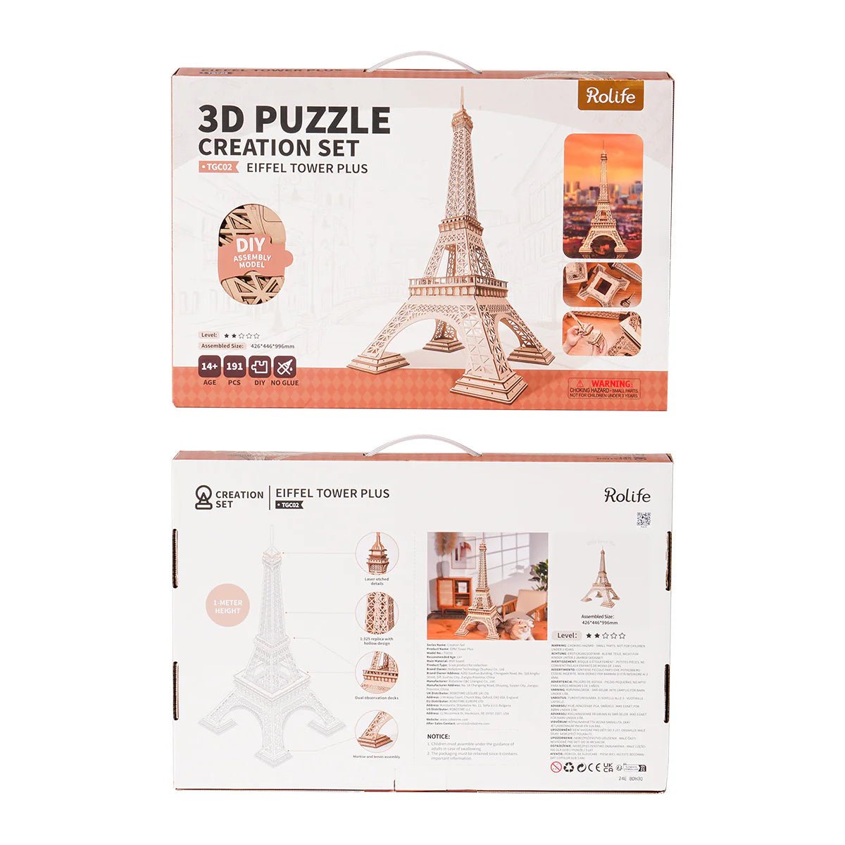 3D Wooden Mechanical Puzzle Kit, Eiffel Tower Plus (TGC02) – Wooden constructors | Varvikas