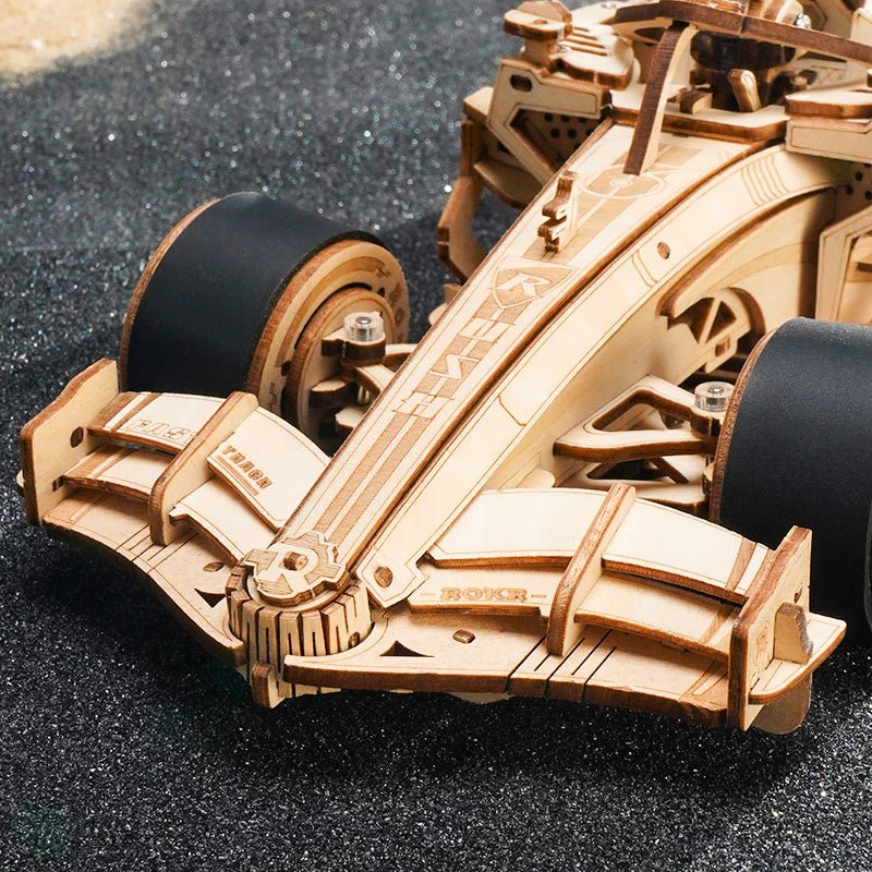 3D Wooden Mechanical Puzzle Kit, Racing Car (RK024e) – Wooden constructors | Varvikas