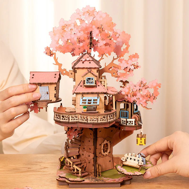 3D Wooden Mechanical Puzzle Kit, Sakura Tree House (TGS04) – Wooden constructors | Varvikas