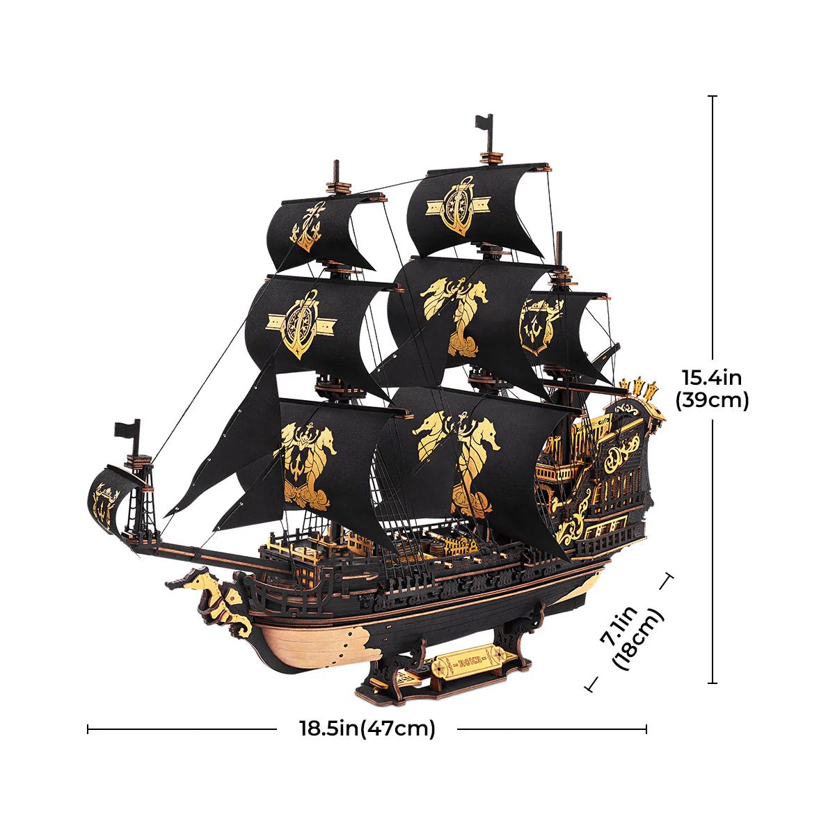 3D Wooden Mechanical Puzzle Kit, The Seahorse Barque (MCB02) – Wooden constructors | Varvikas.Shop
