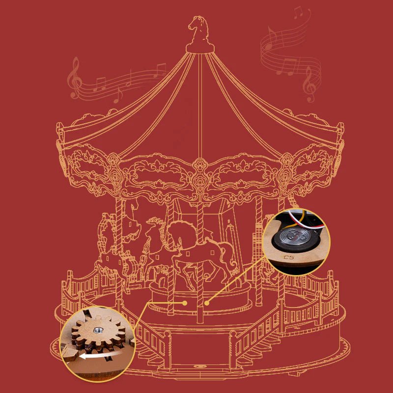 3D Wooden Model Kit | Classic Carousel (AMC01e) – Wooden constructors | Varvikas.Shop