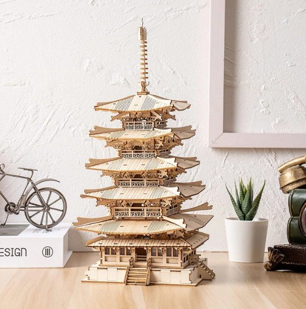 3D Wooden Model Kit | Five - storied Pagoda (RK013e) – Wooden constructors | Varvikas.Shop