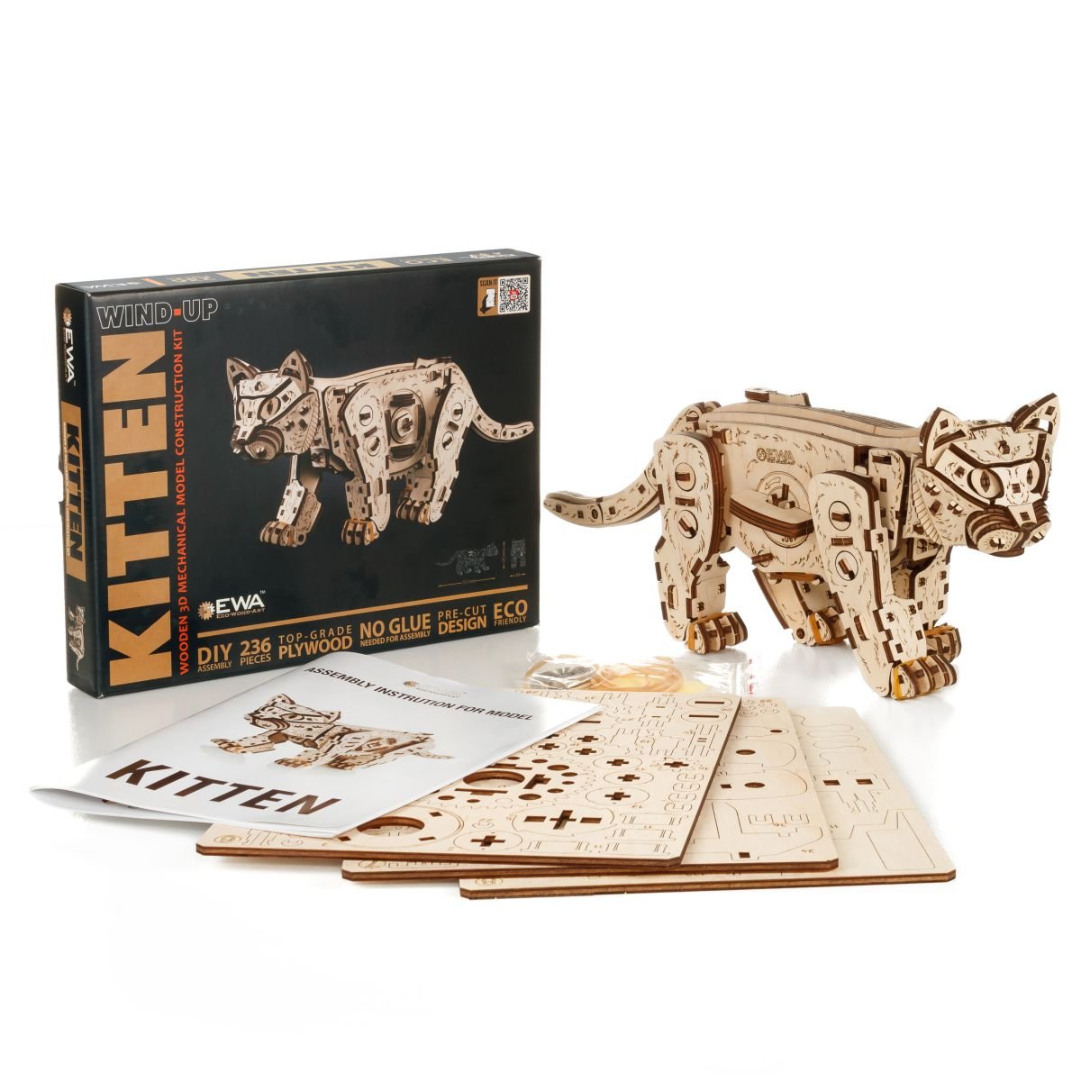 3D Wooden Model Kit | Kitten (BEW003e) – Wooden constructors | Varvikas.Shop