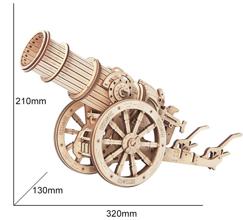 3D Wooden Model Kit | Medieval Wheeled Cannon (RK006e) – Wooden constructors | Varvikas.Shop