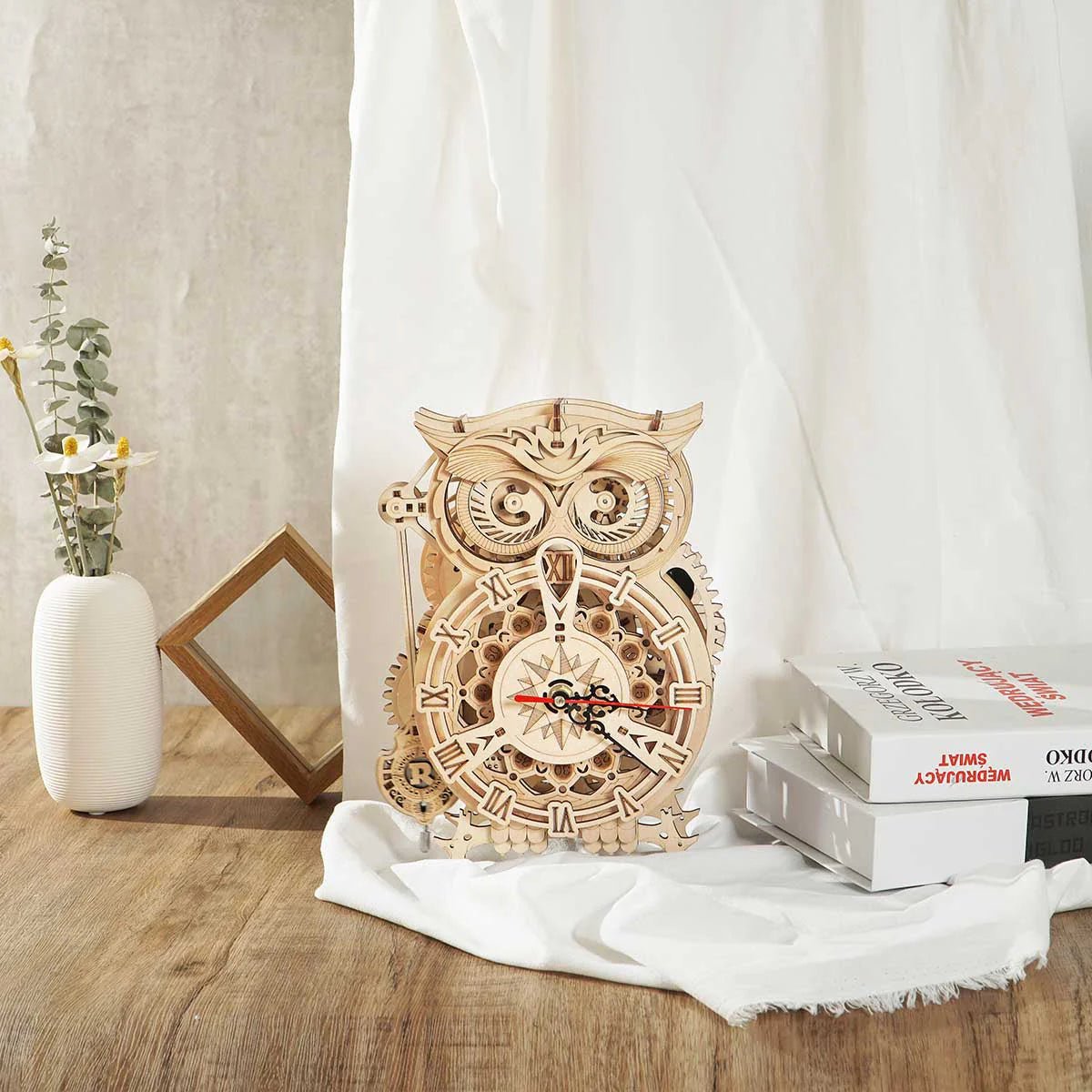 3D Wooden Model Kit | Owl Clock (RK004e) – Wooden constructors | Varvikas.Shop