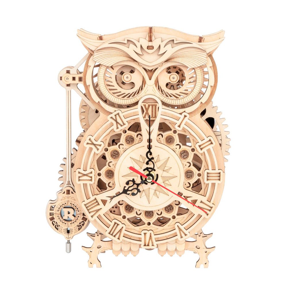 3D Wooden Model Kit | Owl Clock (RK004e) – Wooden constructors | Varvikas.Shop