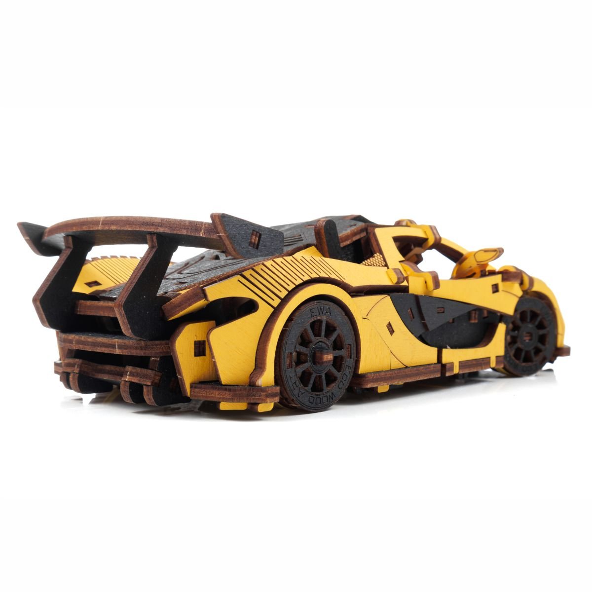 3D Wooden Model Kit | Racing Car Yellow (BEW011e) – Wooden constructors | Varvikas.Shop