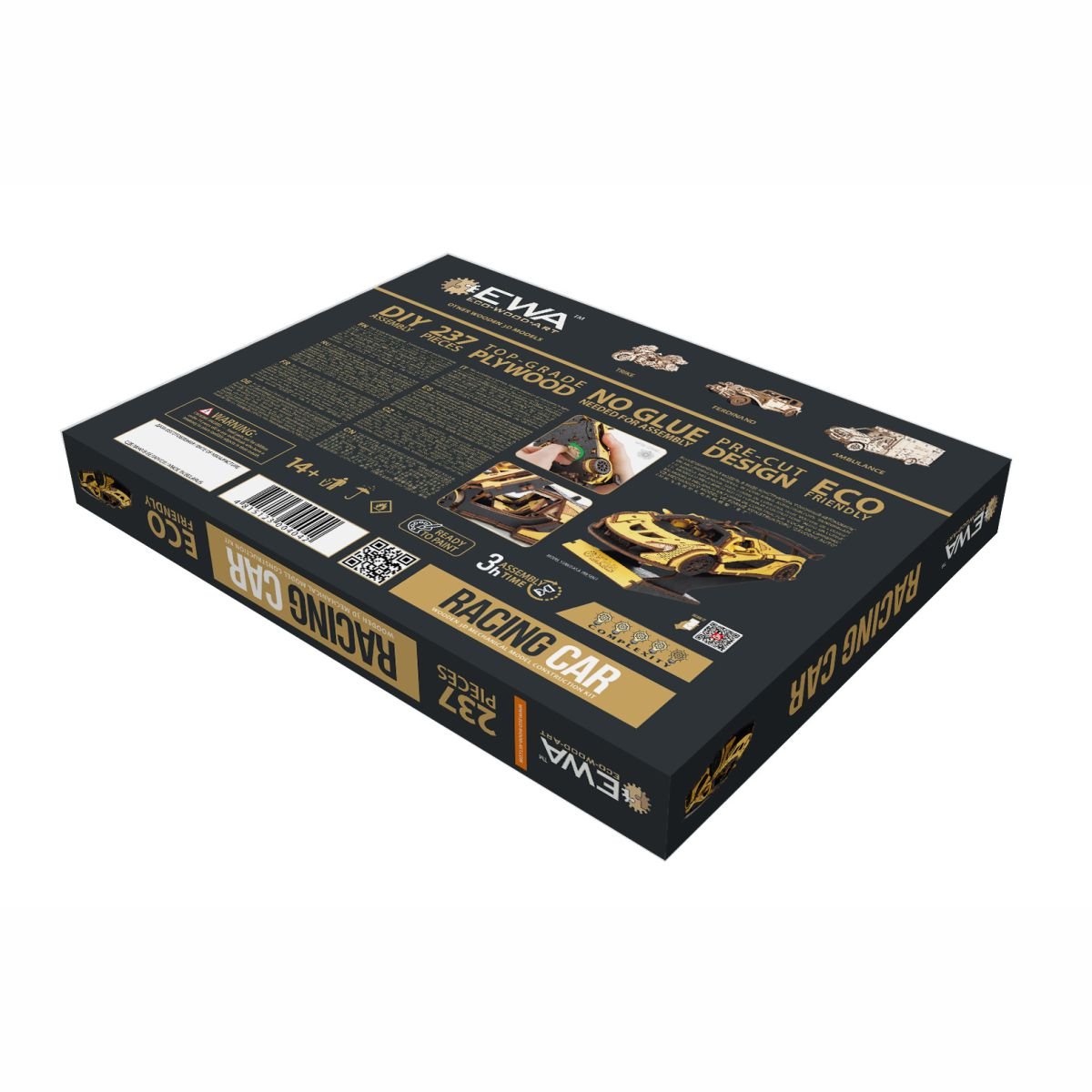 3D Wooden Model Kit | Racing Car Yellow (BEW011e) – Wooden constructors | Varvikas.Shop