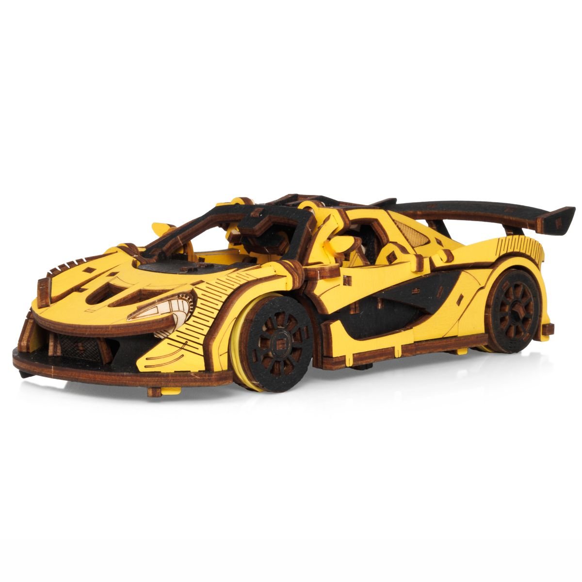 3D Wooden Model Kit | Racing Car Yellow (BEW011e) – Wooden constructors | Varvikas.Shop