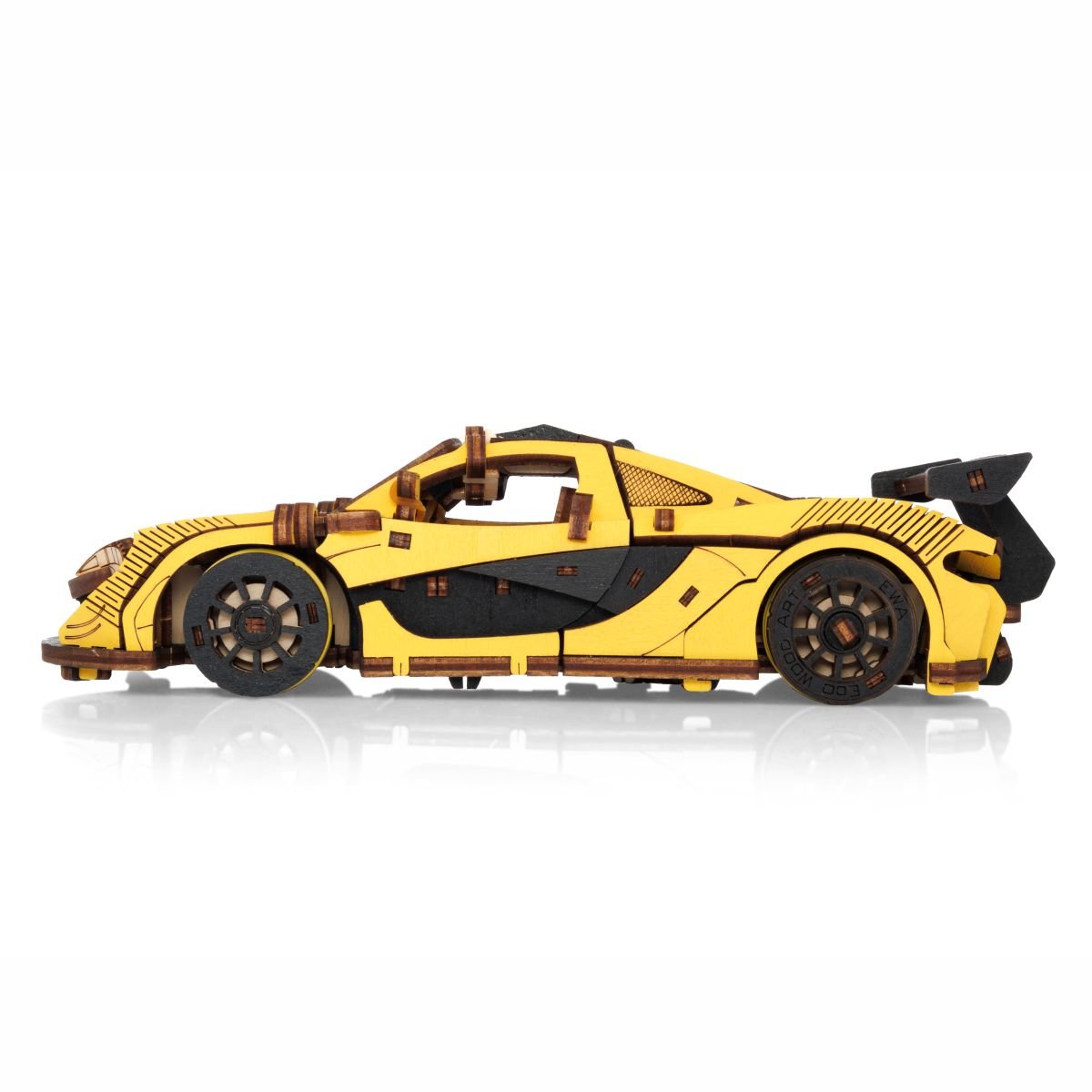 3D Wooden Model Kit | Racing Car Yellow (BEW011e) – Wooden constructors | Varvikas.Shop