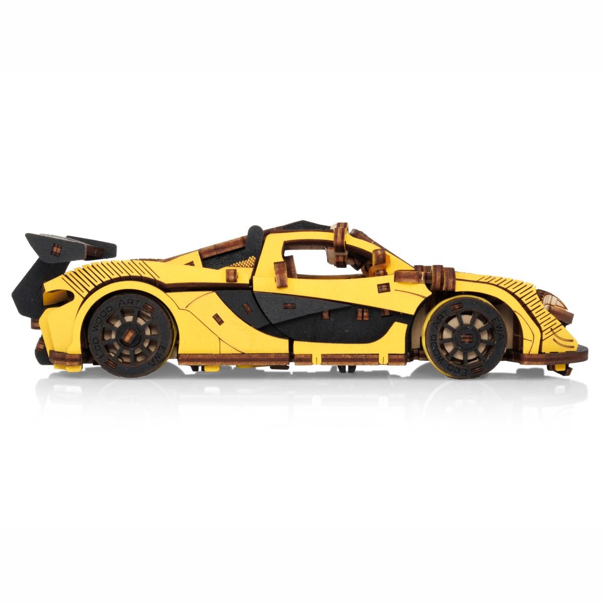 3D Wooden Model Kit | Racing Car Yellow (BEW011e) – Wooden constructors | Varvikas.Shop