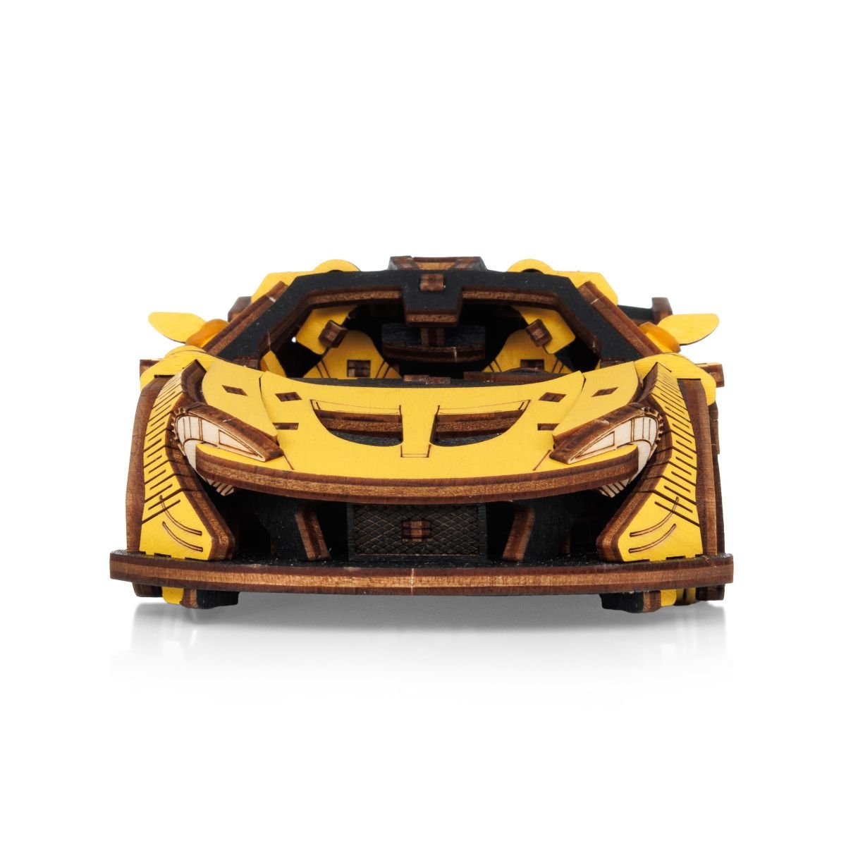 3D Wooden Model Kit | Racing Car Yellow (BEW011e) – Wooden constructors | Varvikas.Shop