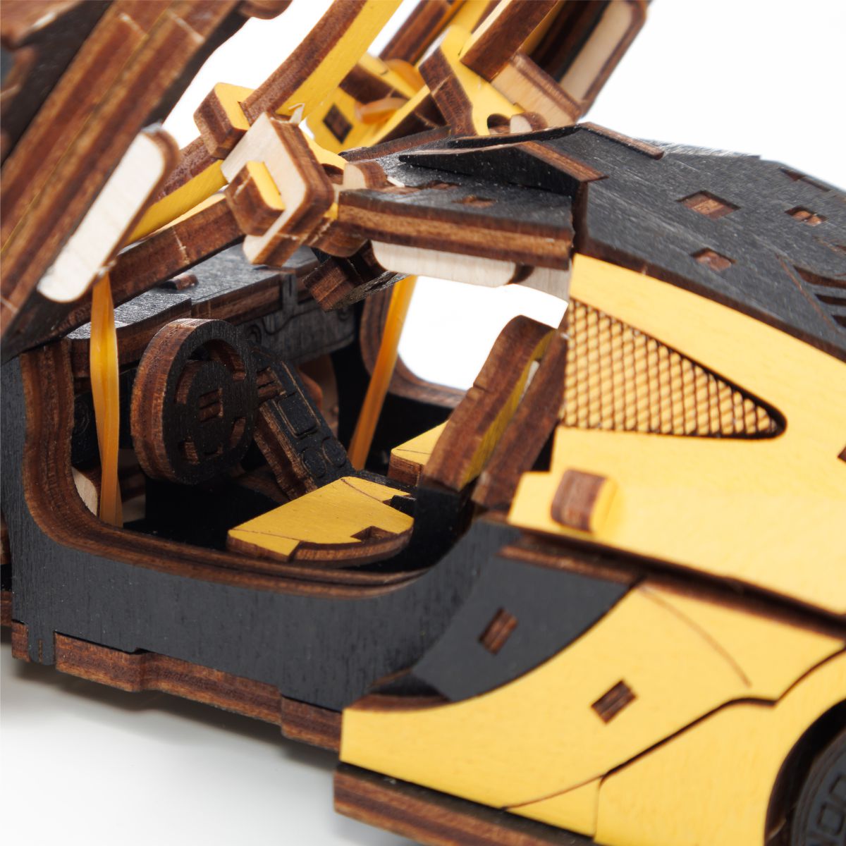 3D Wooden Model Kit | Racing Car Yellow (BEW011e) – Wooden constructors | Varvikas.Shop