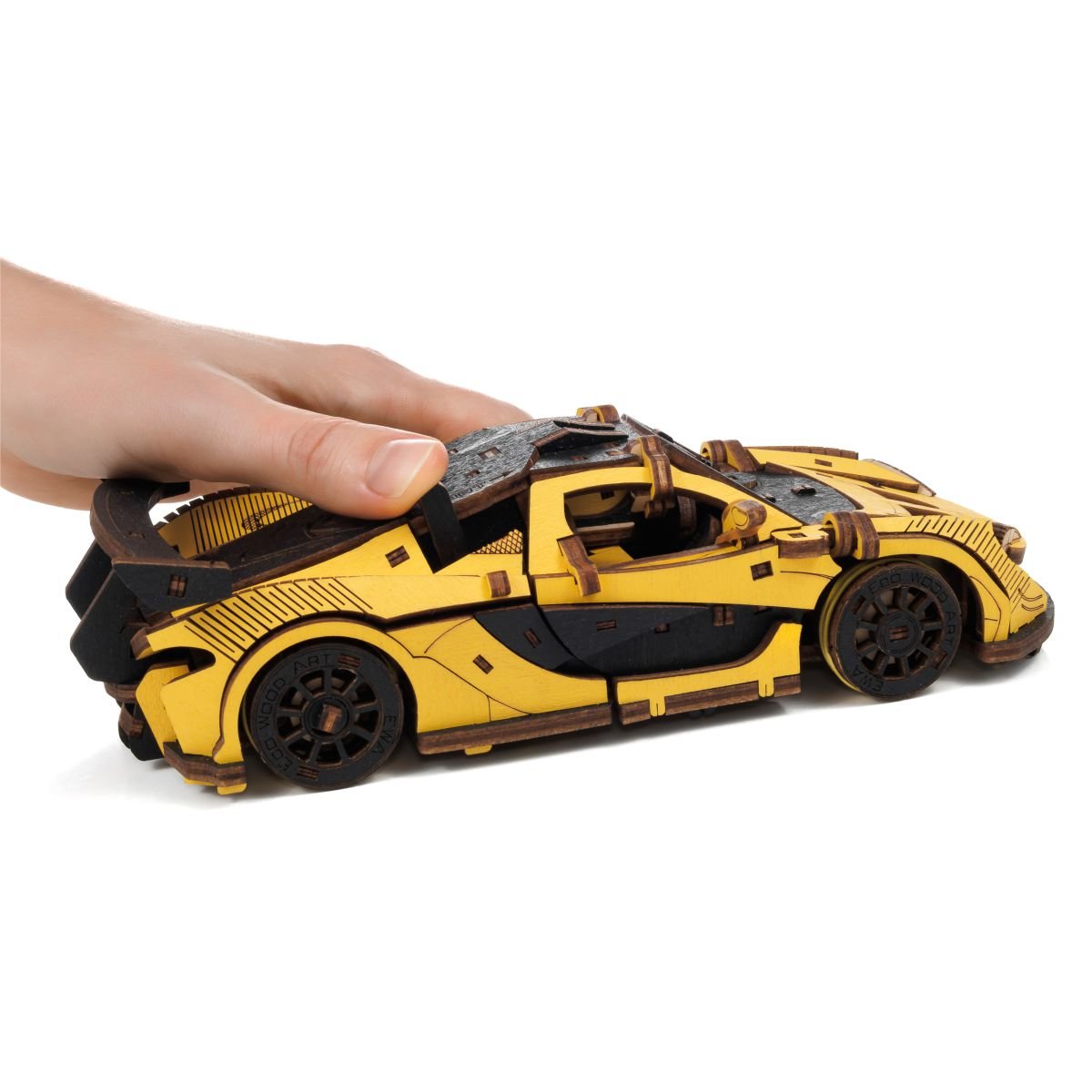 3D Wooden Model Kit | Racing Car Yellow (BEW011e) – Wooden constructors | Varvikas.Shop