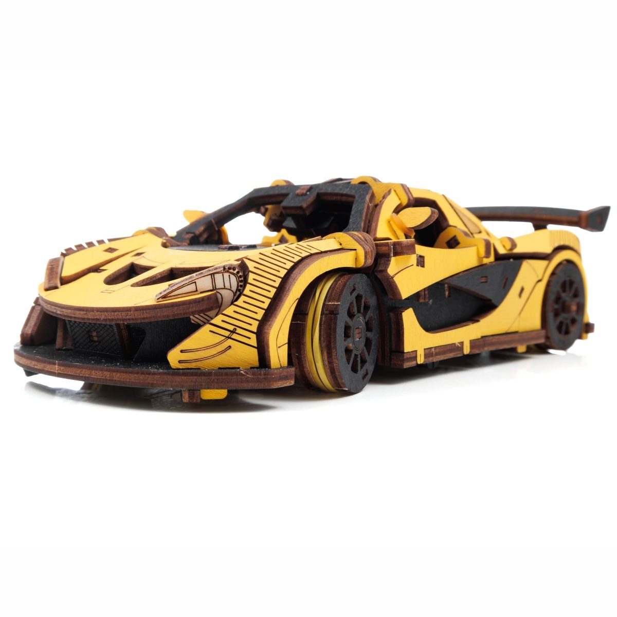 3D Wooden Model Kit | Racing Car Yellow (BEW011e) – Wooden constructors | Varvikas.Shop