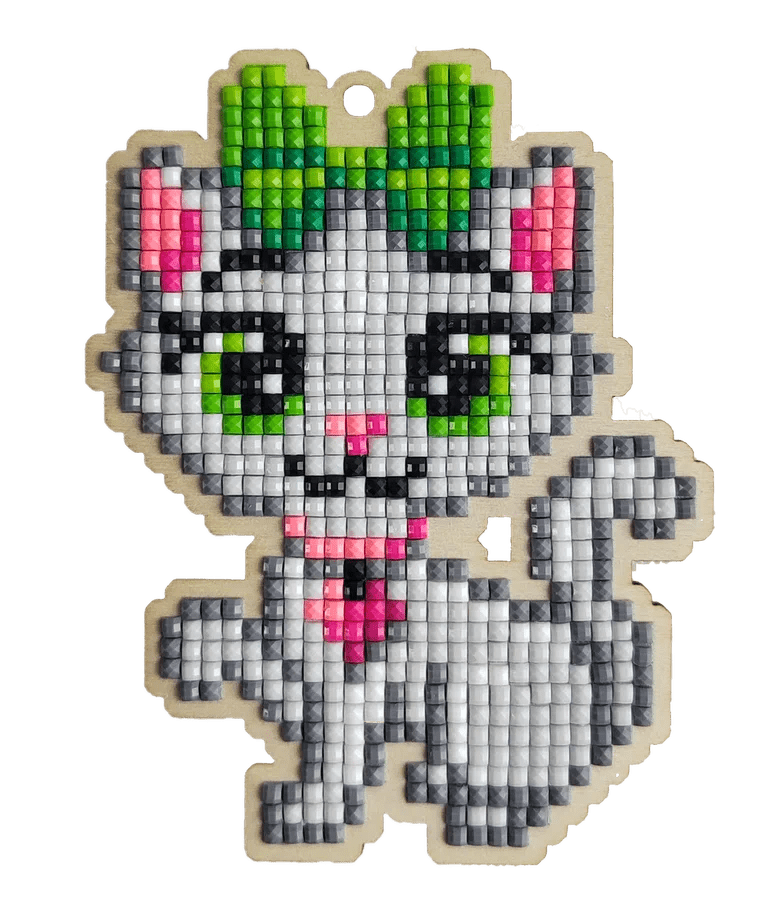 5D Diamond Painting 12.5x12.5 cm | Pendant Cat Alice | Wooden Base (U09e) – Diamond painting | Varvikas.Shop