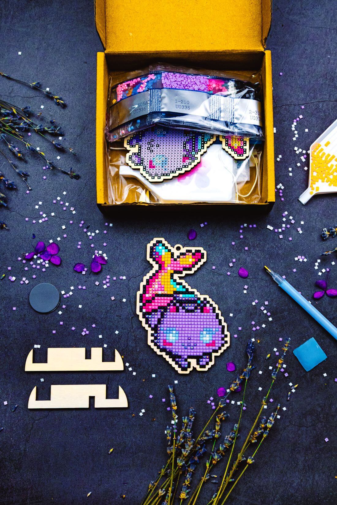 5D Diamond Painting 12.5x12.5 cm | Pendant Cat - mermaid | Wooden Base (U0335e) – Diamond painting | Varvikas.Shop