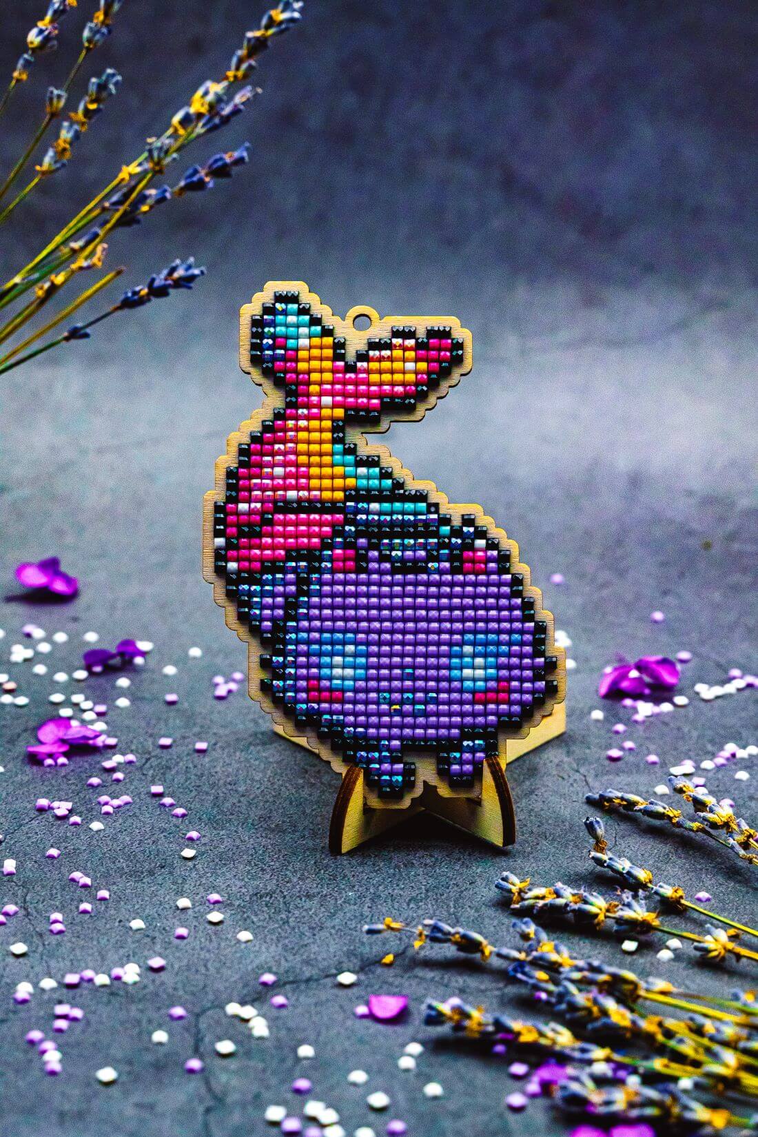 5D Diamond Painting 12.5x12.5 cm | Pendant Cat - mermaid | Wooden Base (U0335e) – Diamond painting | Varvikas.Shop