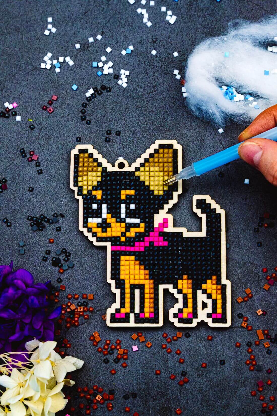 5D Diamond Painting 12.5x12.5 cm | Pendant Chihuahua Fashionista | Wooden Base (U10e) – Diamond painting | Varvikas.Shop