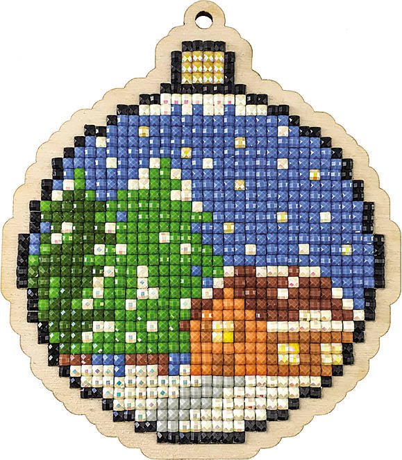 5D Diamond Painting 12.5x12.5 cm | Pendant Christmas toy ball | Wooden Base (U0450e) – Diamond painting | Varvikas.Shop