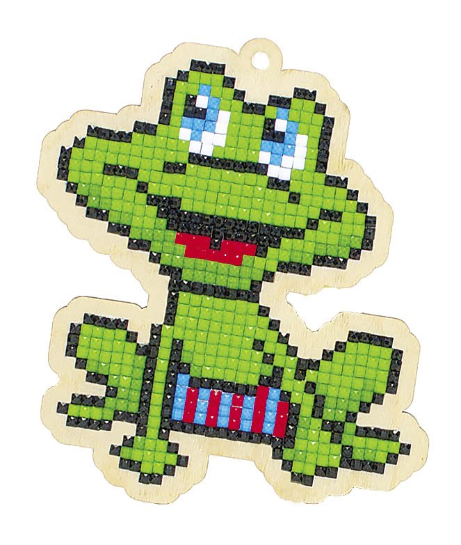 5D Diamond Painting 12.5x12.5 cm | Pendant Froggy on the beach | Wooden Base (U0255e) – Diamond painting | Varvikas.Shop