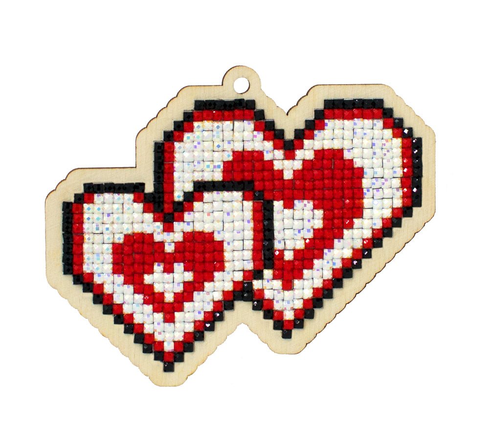 5D Diamond Painting 12.5x12.5 cm | Pendant Loving hearts | Wooden Base (U0434e) – Diamond painting | Varvikas.Shop