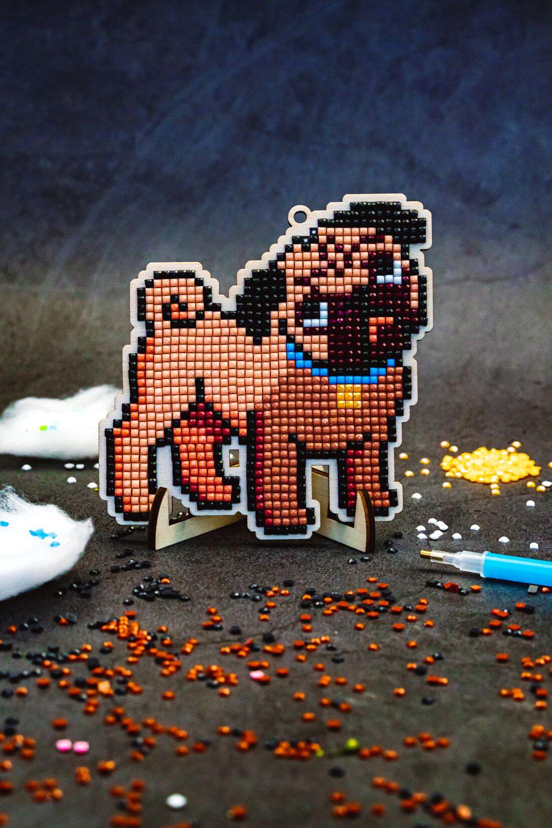 5D Diamond Painting 12.5x12.5 cm | Pendant Pug Tom | Wooden Base (U13e) – Diamond painting | Varvikas.Shop