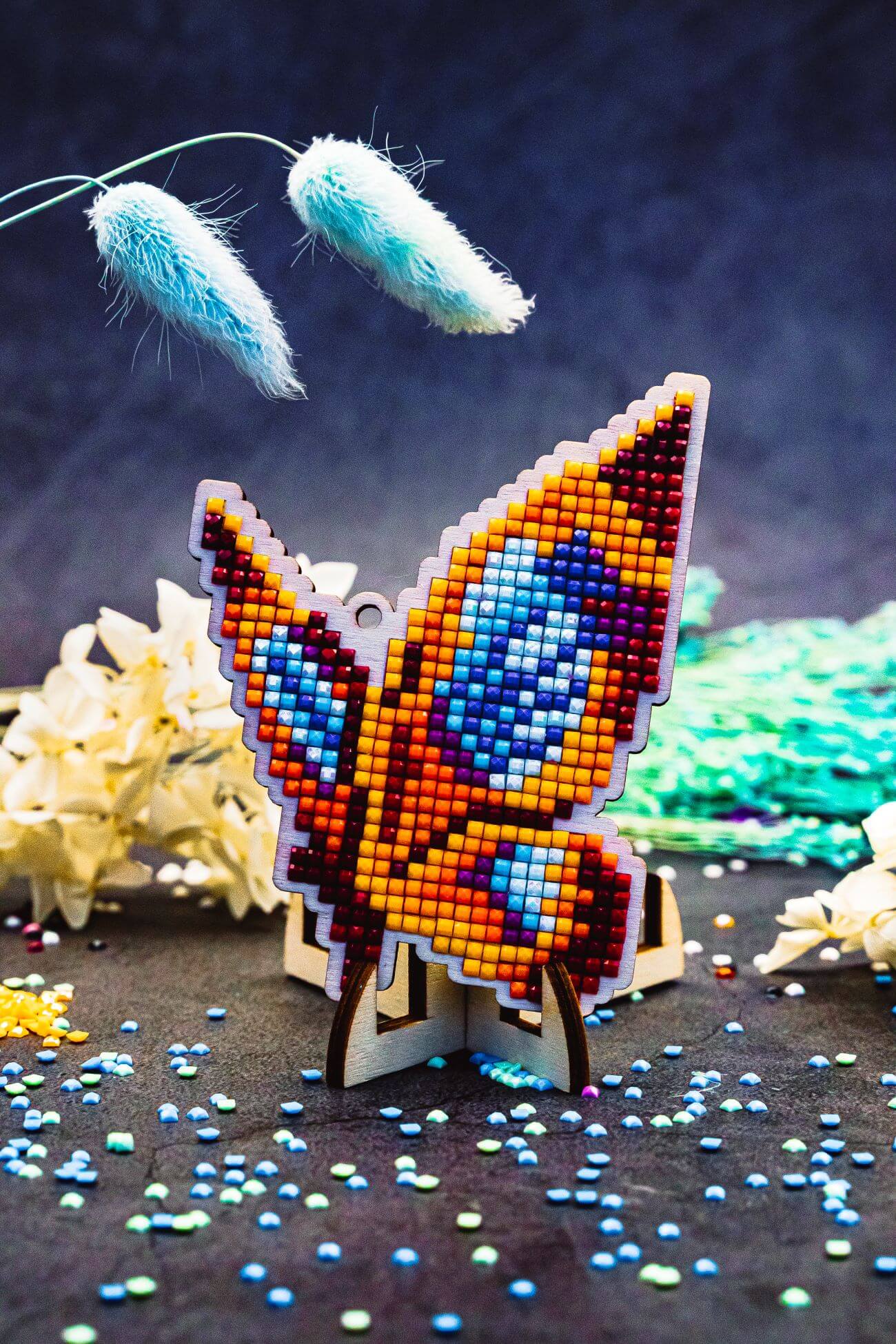 5D Diamond Painting 12.5x12.5 cm | Pendant Red Batterfly | Wooden Base (U03e) – Diamond painting | Varvikas.Shop