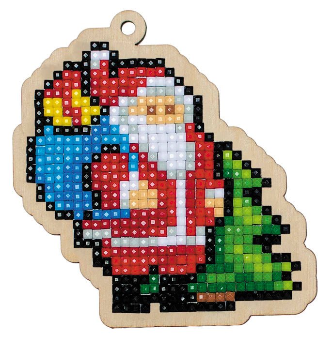 5D Diamond Painting 12.5x12.5 cm | Pendant Santa with presents | Wooden Base (U0310e) – Diamond painting | Varvikas.Shop