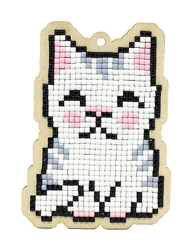 5D Diamond Painting 12.5x12.5 cm | Pendant Tabby Cat | Wooden Base (U0354e) – Diamond painting | Varvikas.Shop