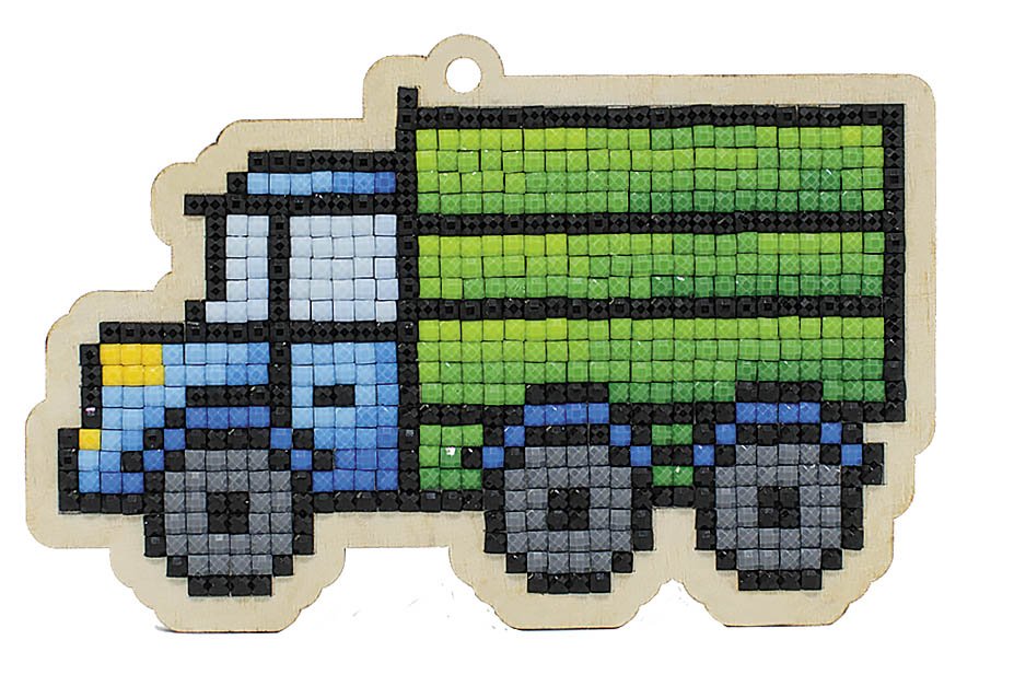 5D Diamond Painting 12.5x12.5 cm | Pendant Truck | Wooden Base (U0422e) – Diamond painting | Varvikas.Shop