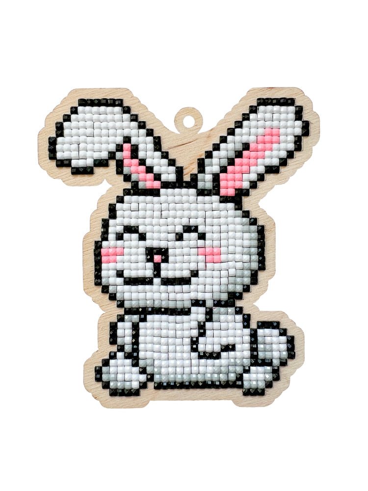 5D Diamond Painting 12.5x12.5 cm | Pendant White hare | Wooden Base (U0137e) – Diamond painting | Varvikas.Shop