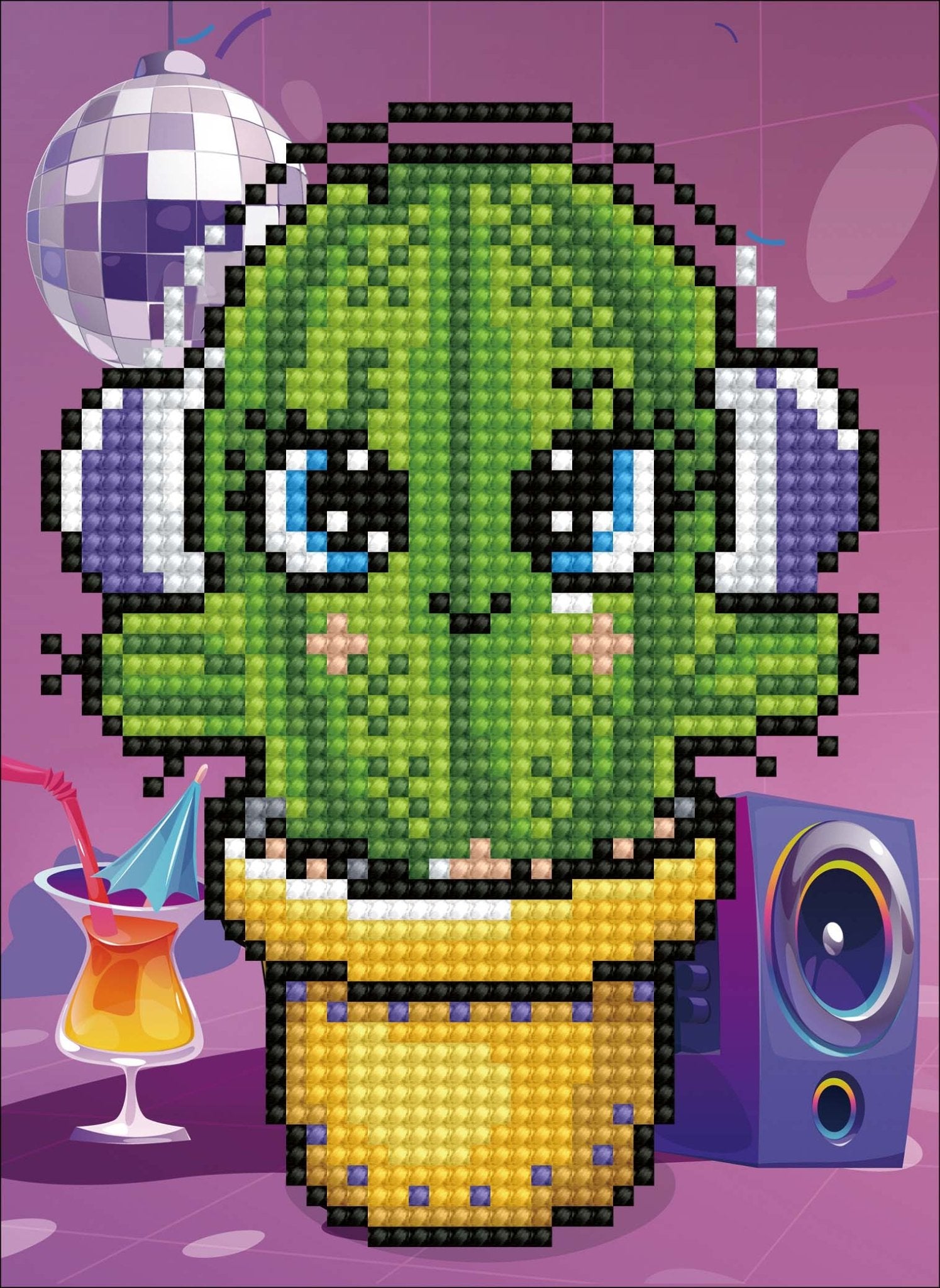 5D Diamond Painting 17х22 cm | Cactus melomaniac (X196e) – Diamond painting | Varvikas.Shop