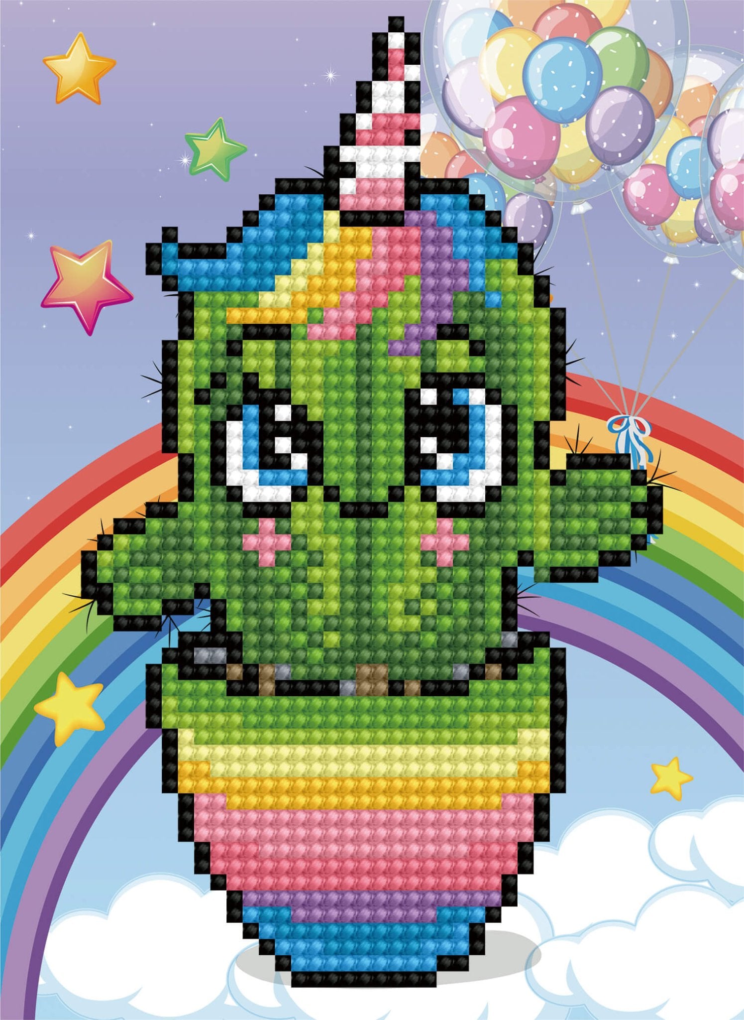 5D Diamond Painting 17х22 cm | Colourful Cactus (X194e) – Diamond painting | Varvikas.Shop