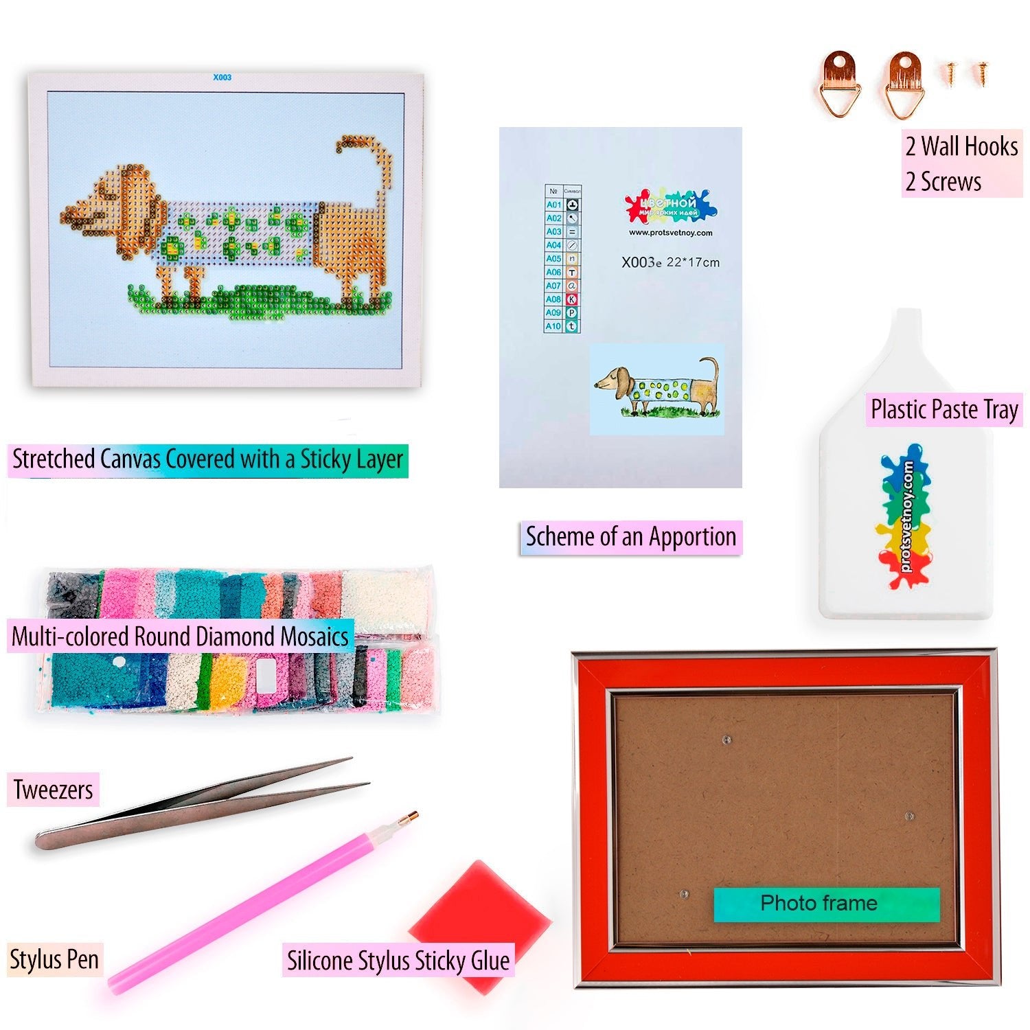 5D Diamond Painting 17х22 cm | Dachshund Leni (X003e) – Diamond painting | Varvikas.Shop