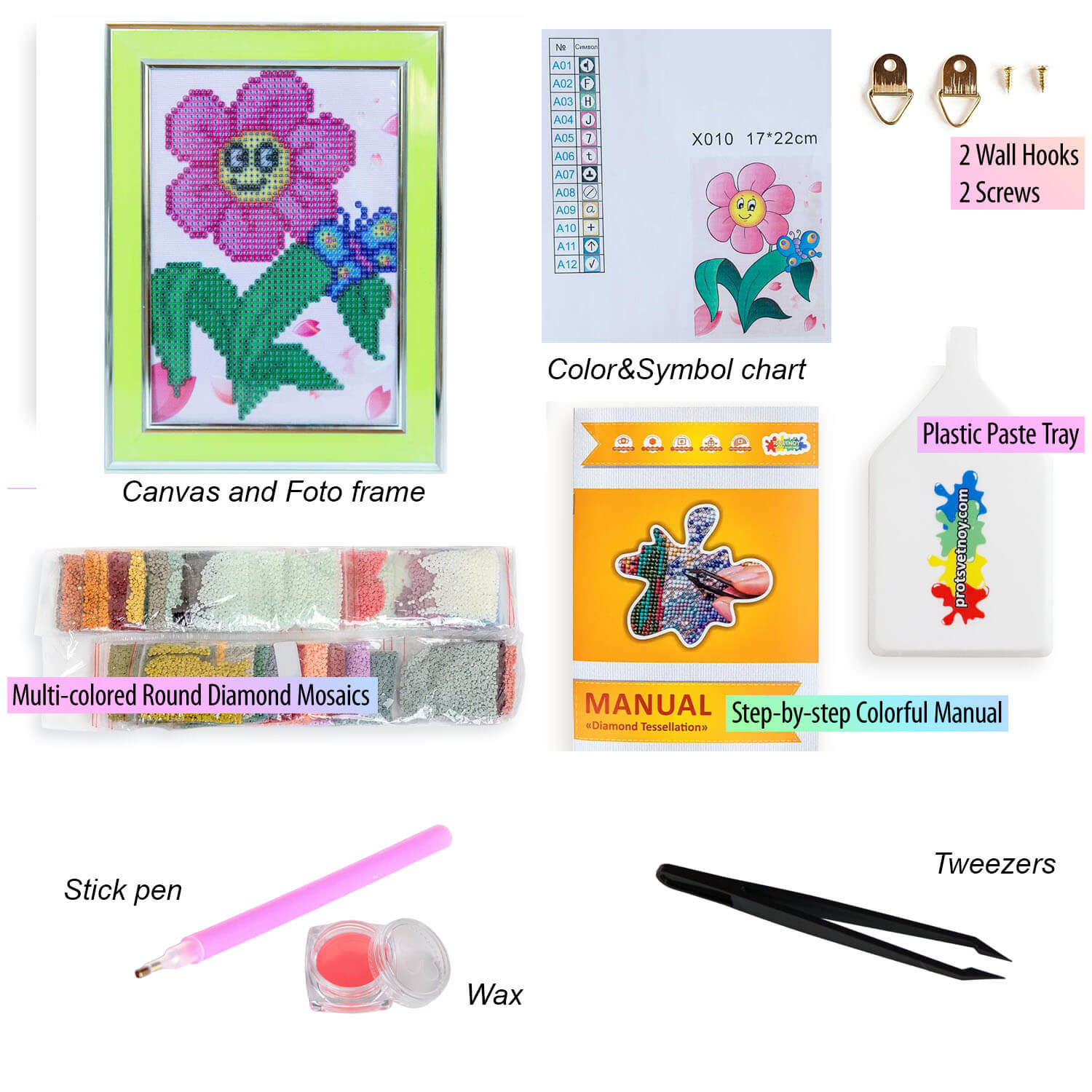 5D Diamond Painting 17х22 cm | Flower with Butterfly (X010e) – Diamond painting | Varvikas.Shop