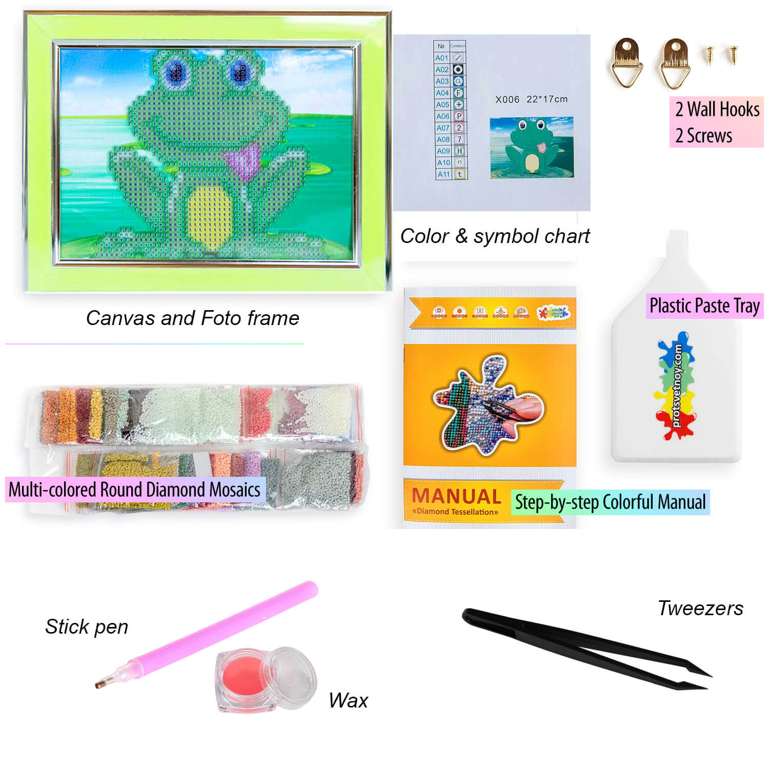 5D Diamond Painting 17х22 cm | Funny Little Frog (X006e) – Diamond painting | Varvikas.Shop