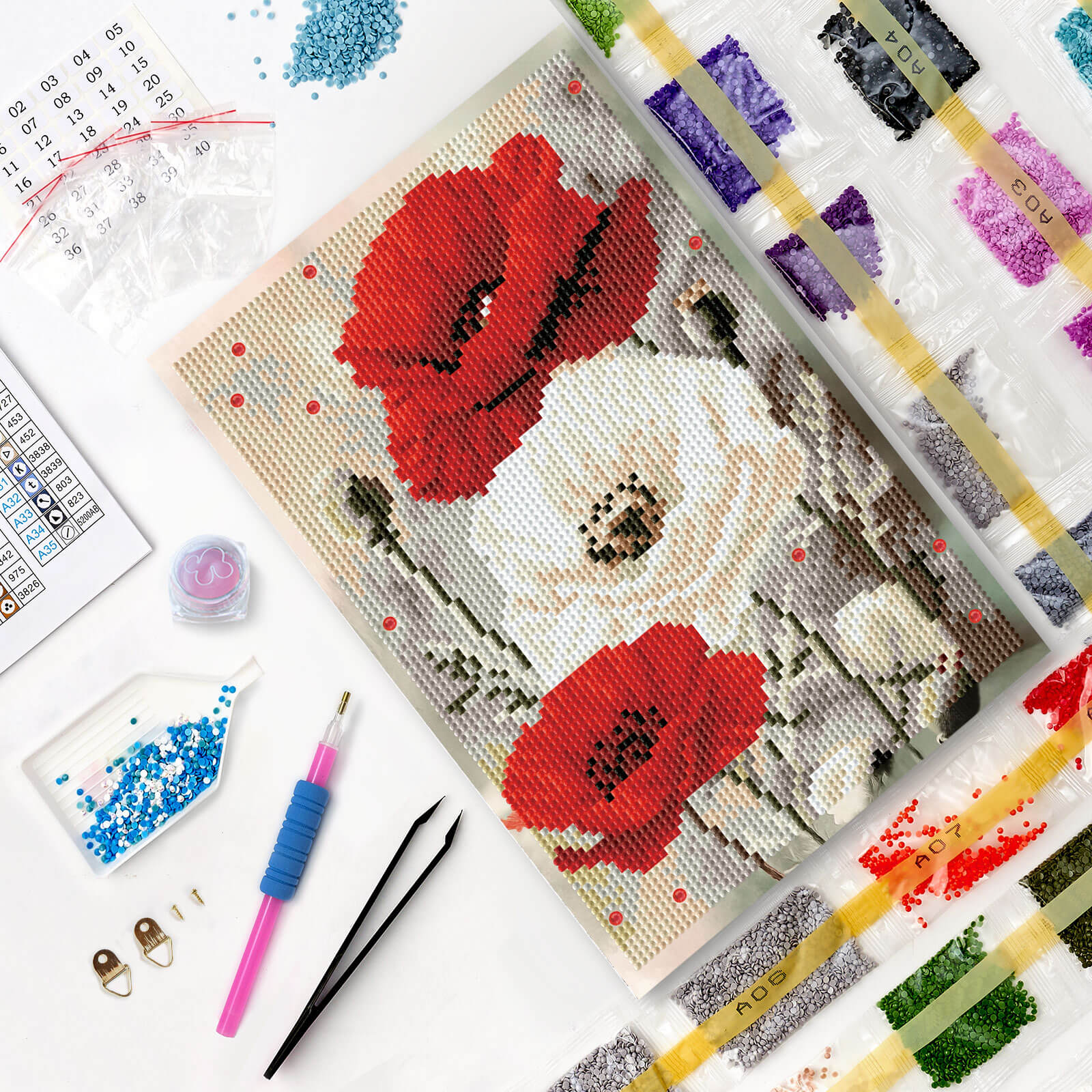 5D Diamond Painting 20x30 cm | Blooming Poppies (LC063e) – Diamond painting | Varvikas.Shop