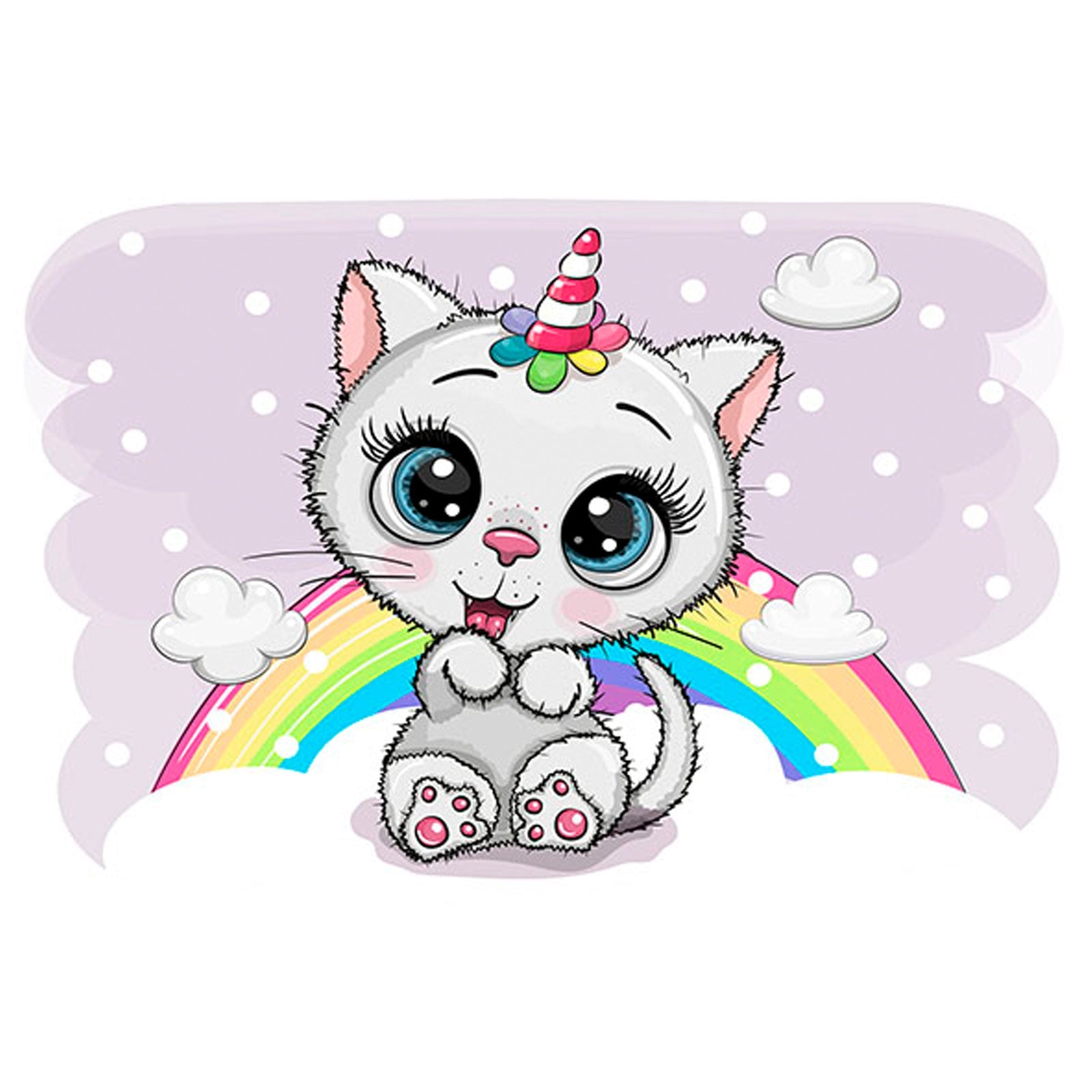 5D Diamond Painting 20x30 cm | Cute Unicorn Kitten (LC039e) – Diamond painting | Varvikas.Shop