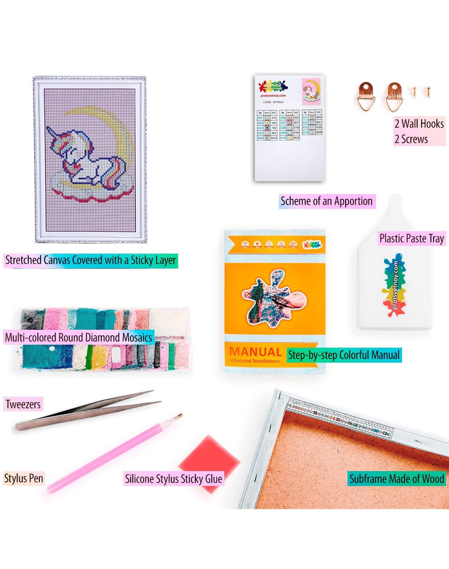 5D Diamond Painting 20x30 cm | Dreaming Baby Unicorn (LC026e) – Diamond painting | Varvikas.Shop