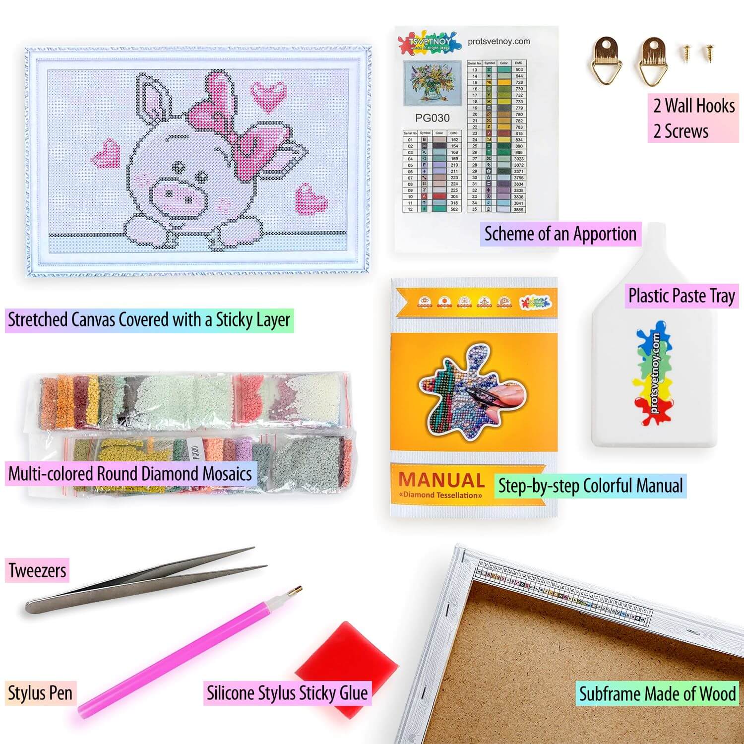 5D Diamond Painting 20x30 cm | Piggy in Love (LC007e) – Diamond painting | Varvikas.Shop