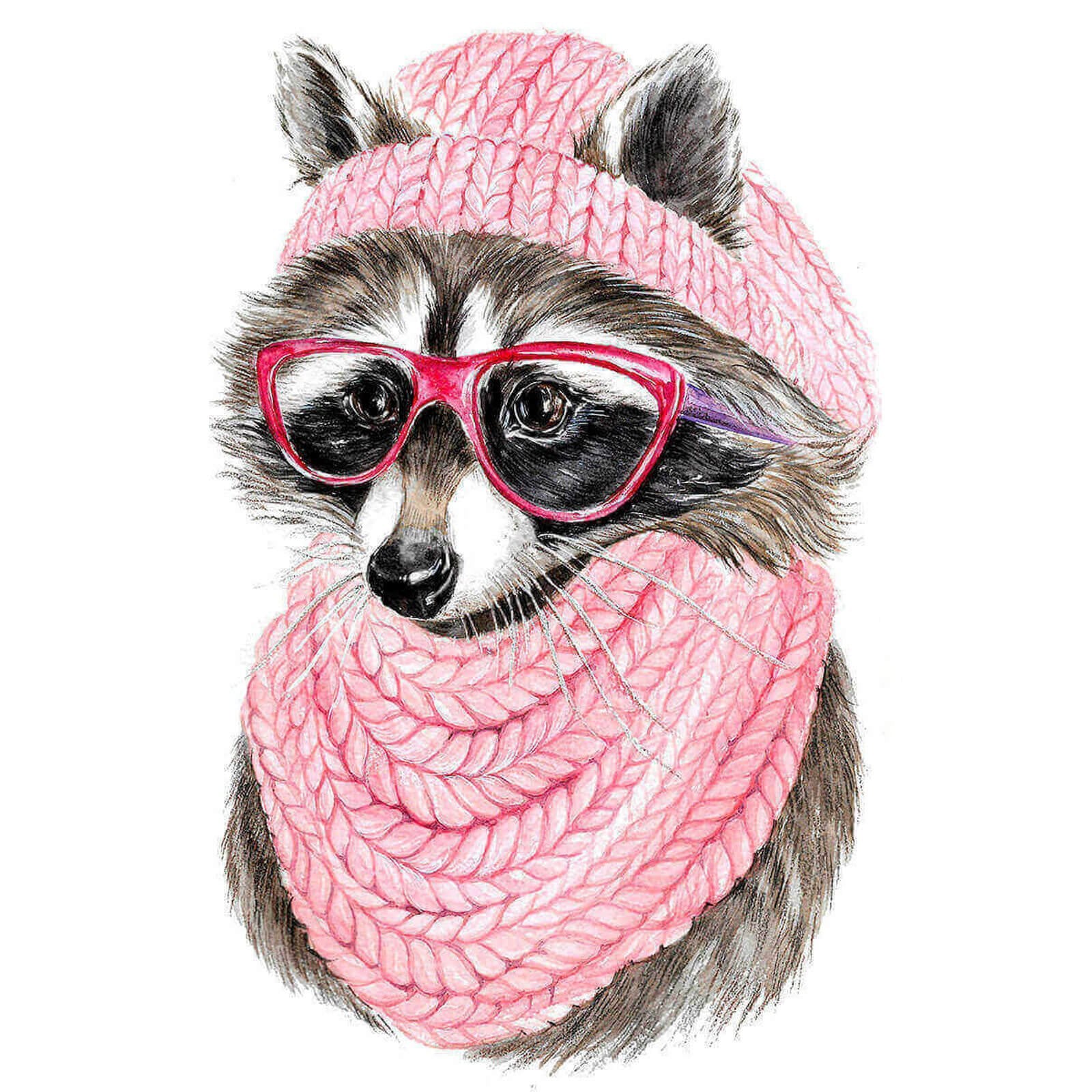 5D Diamond Painting 20x30 cm | Raccoon with glasses (LC009e) – Diamond painting | Varvikas.Shop