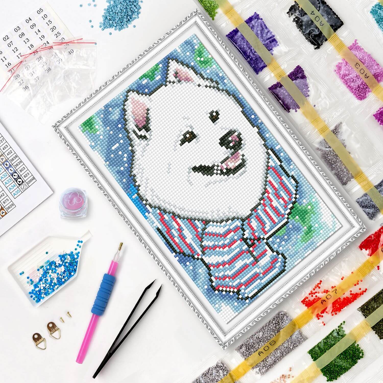 5D Diamond Painting 20x30 cm | White friend (LC010e) – Diamond painting | Varvikas.Shop