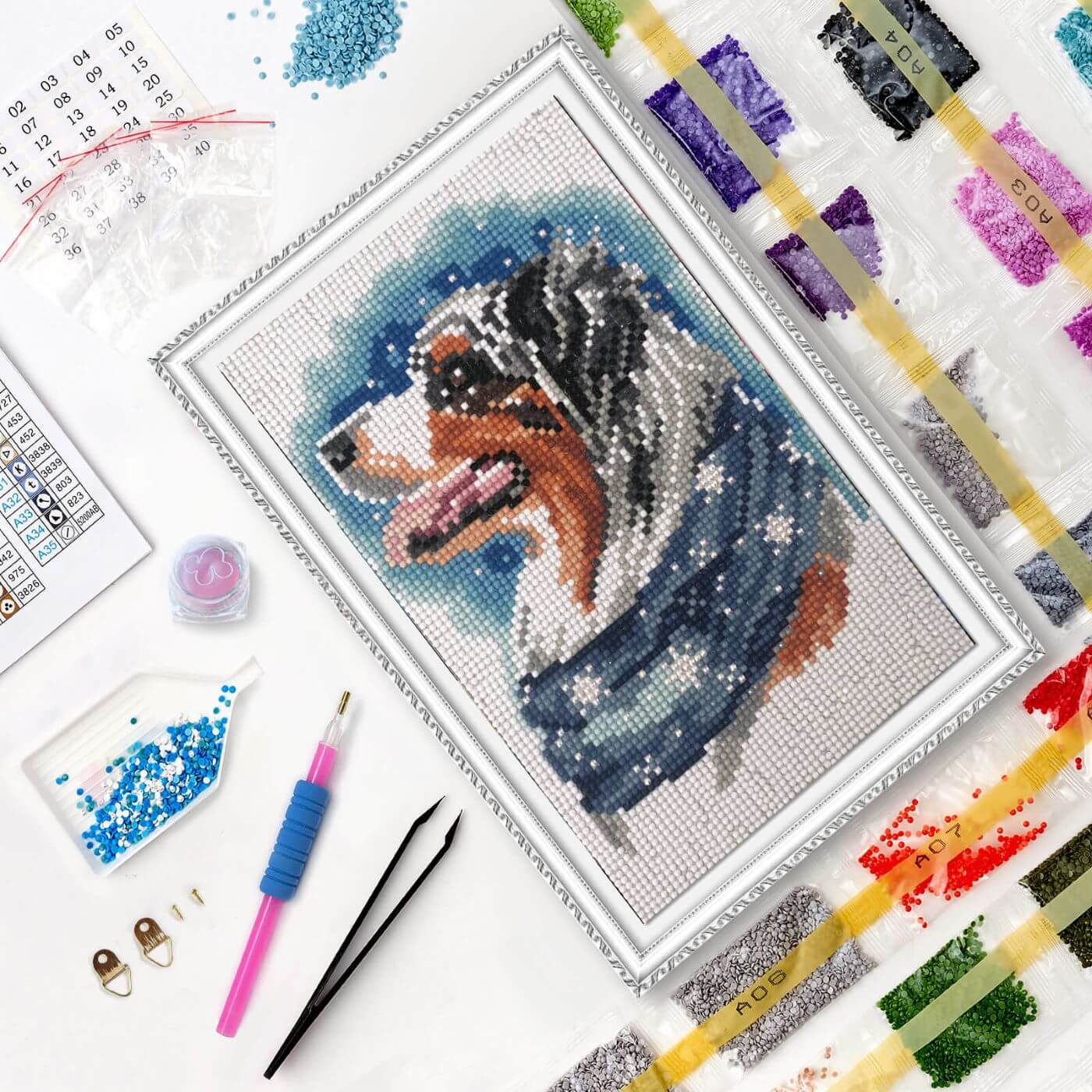 5D Diamond Painting 20x30 cm | Winter dog (LC014e) – Diamond painting | Varvikas.Shop