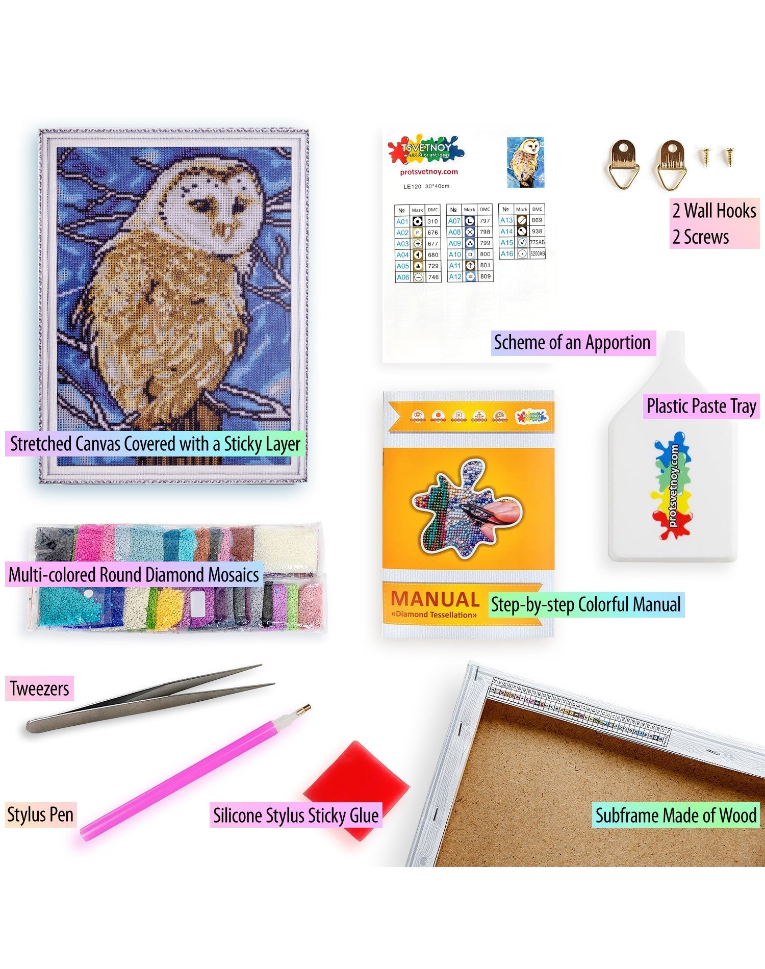 5D Diamond Painting 30x40 cm | Barn Owl (LE120e) – Diamond painting | Varvikas.Shop