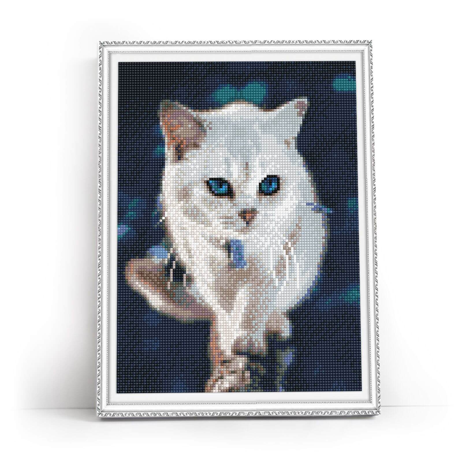 5D Diamond Painting 30x40 cm | Blue - eyed fluffy kitten (LE126e) – Diamond painting | Varvikas.Shop