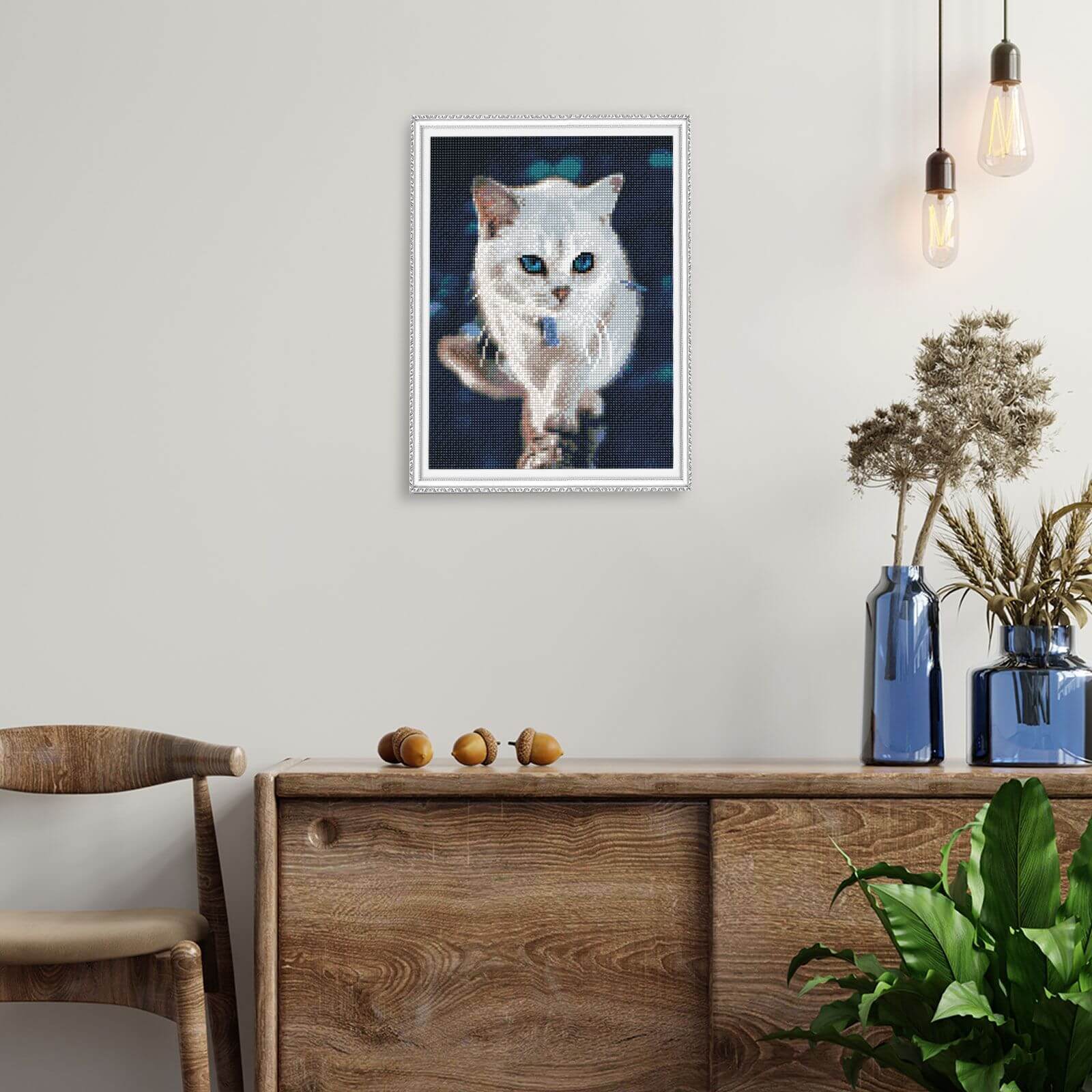 5D Diamond Painting 30x40 cm | Blue - eyed fluffy kitten (LE126e) – Diamond painting | Varvikas.Shop