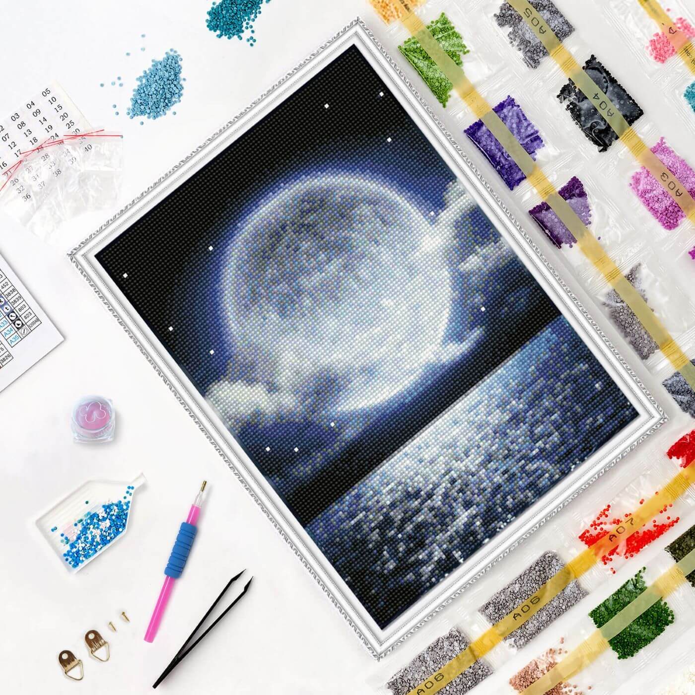 5D Diamond Painting 30x40 cm | Charming full moon (LE132e) – Diamond painting | Varvikas.Shop